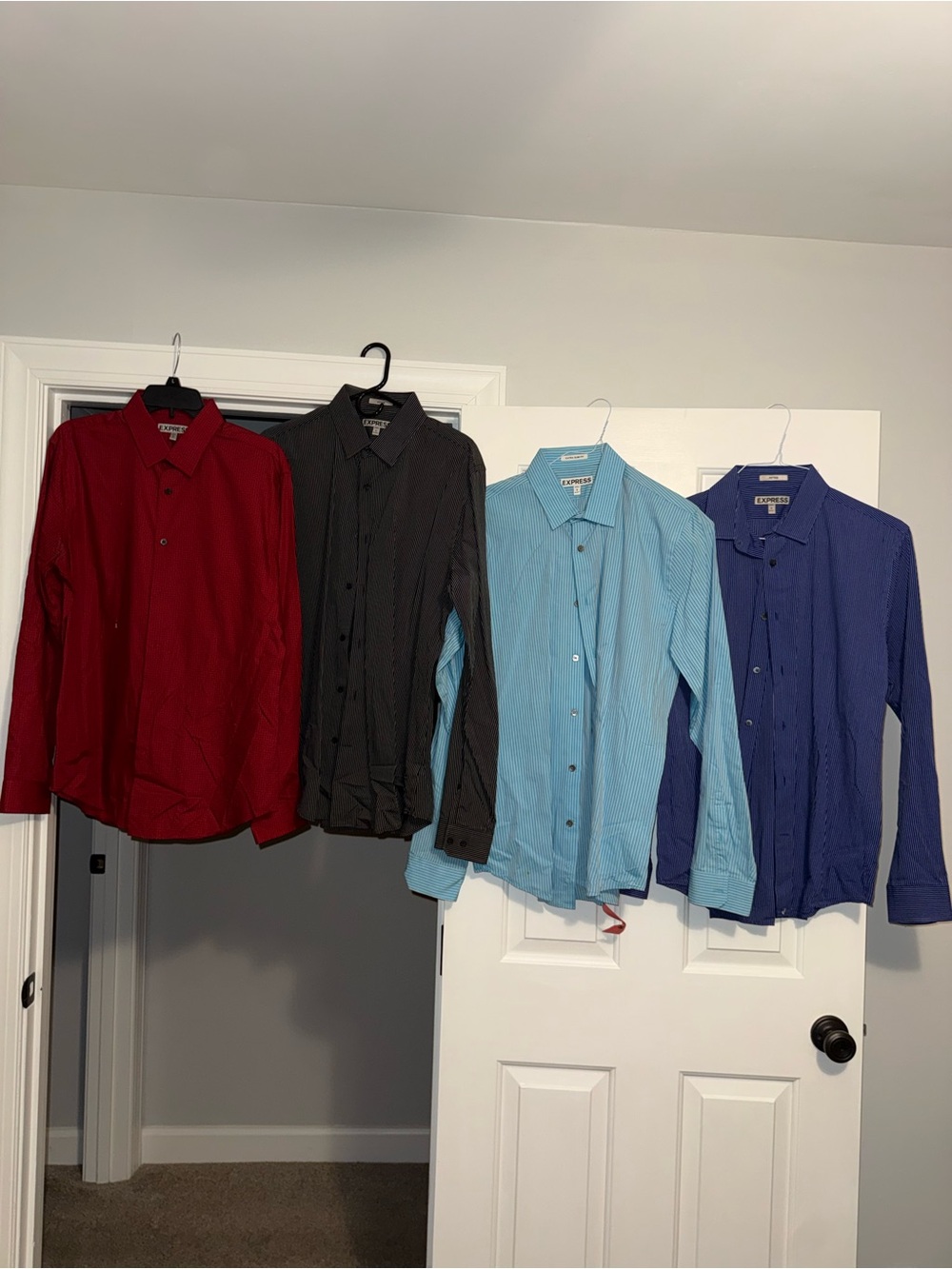 Express Men's Dress Shirts - Red, Black, Light Blue, Royal Blue